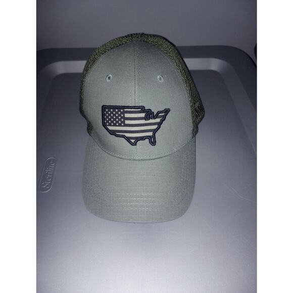Highland Tactical Olive Green Baseball Hat USA Flag - Picture 1 of 2